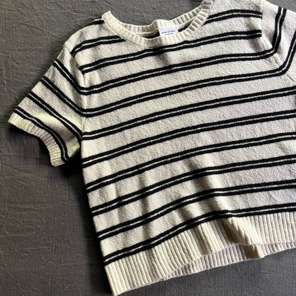 Song of Style Black and Cream Striped Sweater